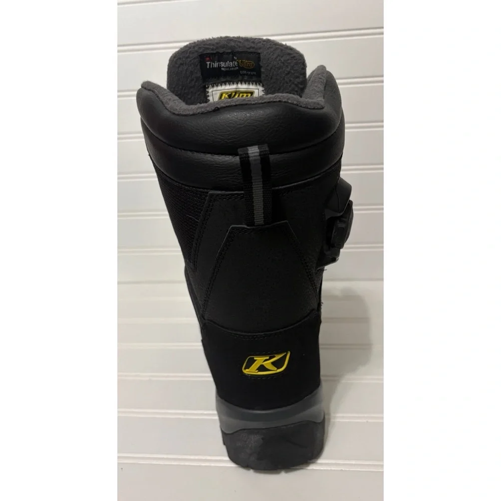 KLIM Adrenaline GTX Snowmobile Goretex Snow Boots BOA Lacing Black Mens Size 8